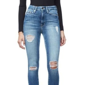 Good American Good Waist Cascade Hem Skinny Jeans